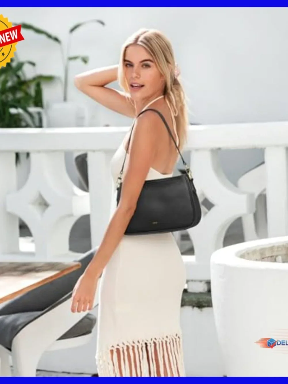 Medium Leather Hobo Crossbody Bag with 2 Removable Straps, Adjustable